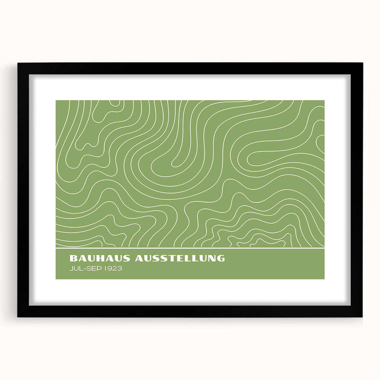 Bohemian Wall Art | Green & White Wavy Line Boho Canvas Print