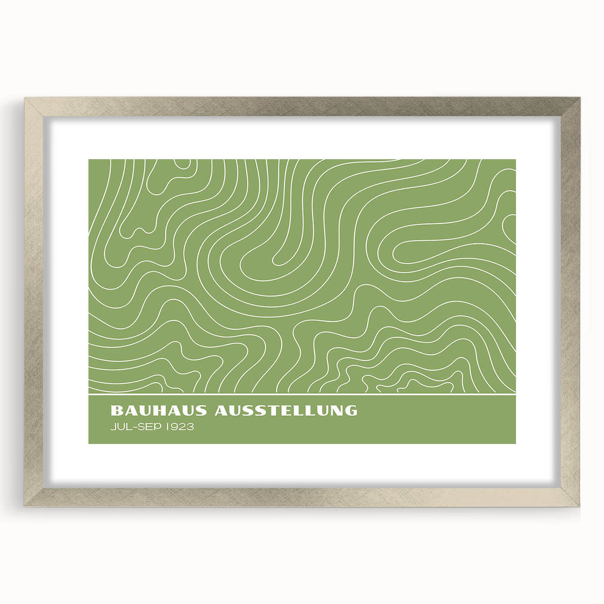 Bohemian Wall Art | Green & White Wavy Line Boho Canvas Print