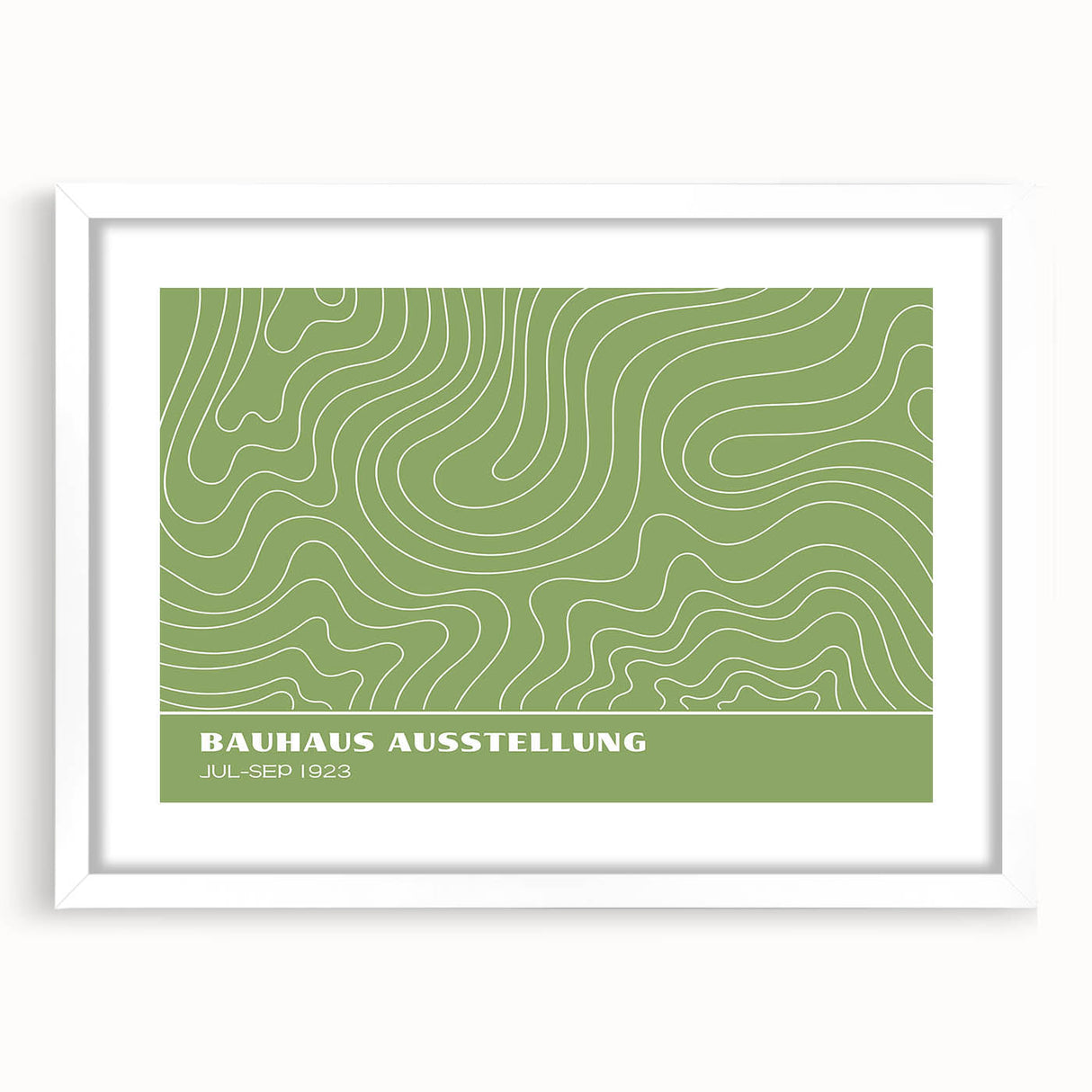 Bohemian Wall Art | Green & White Wavy Line Boho Canvas Print