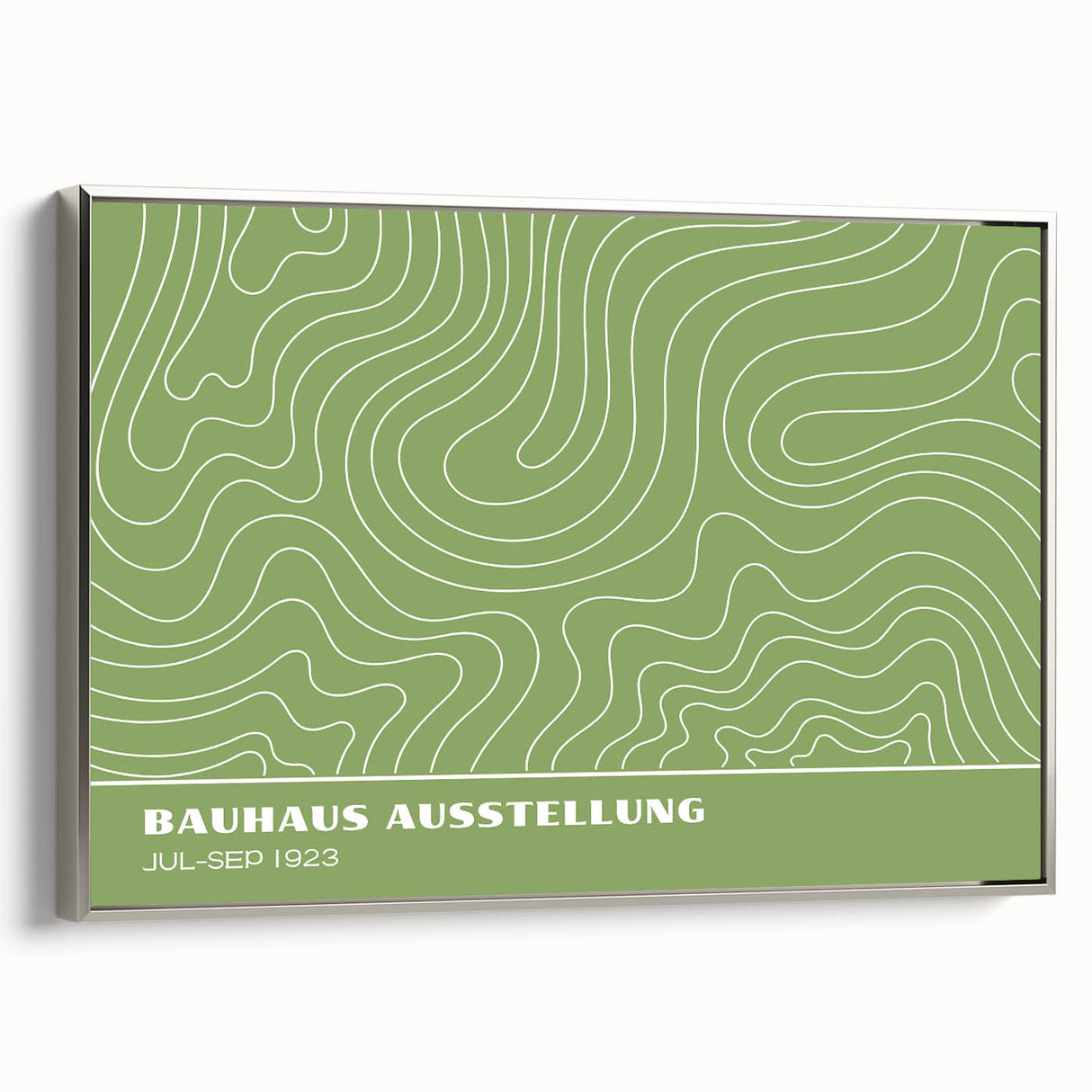 Bohemian Wall Art | Green & White Wavy Line Boho Canvas Print