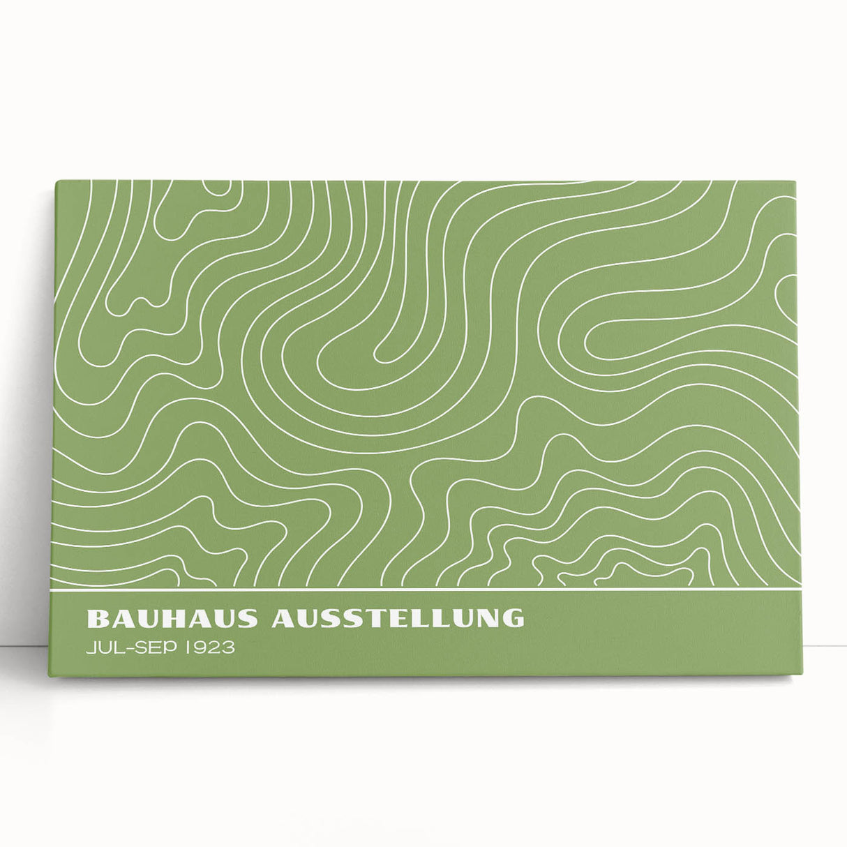 Bohemian Wall Art | Green & White Wavy Line Boho Canvas Print