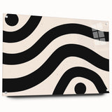 Bohemian Wall Art | Bold Black and White Wavy Line Boho Canvas | Eclectic Art Print
