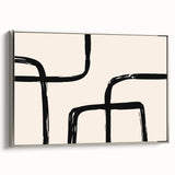 Artistic Bohemian Style Canvas - Abstract Black and Beige Boho Wall Art