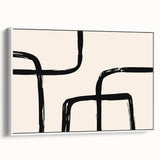 Artistic Bohemian Style Canvas - Abstract Black and Beige Boho Wall Art