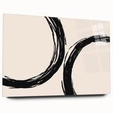 Boho Decor Canvas - Abstract Black Circles on Beige Bohemian Wall Art
