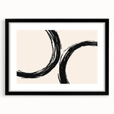 Boho Decor Canvas - Abstract Black Circles on Beige Bohemian Wall Art