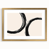 Boho Decor Canvas - Abstract Black Circles on Beige Bohemian Wall Art