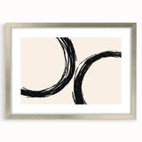 Boho Decor Canvas - Abstract Black Circles on Beige Bohemian Wall Art