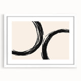 Boho Decor Canvas - Abstract Black Circles on Beige Bohemian Wall Art