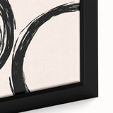 Boho Decor Canvas - Abstract Black Circles on Beige Bohemian Wall Art