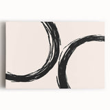 Boho Decor Canvas - Abstract Black Circles on Beige Bohemian Wall Art