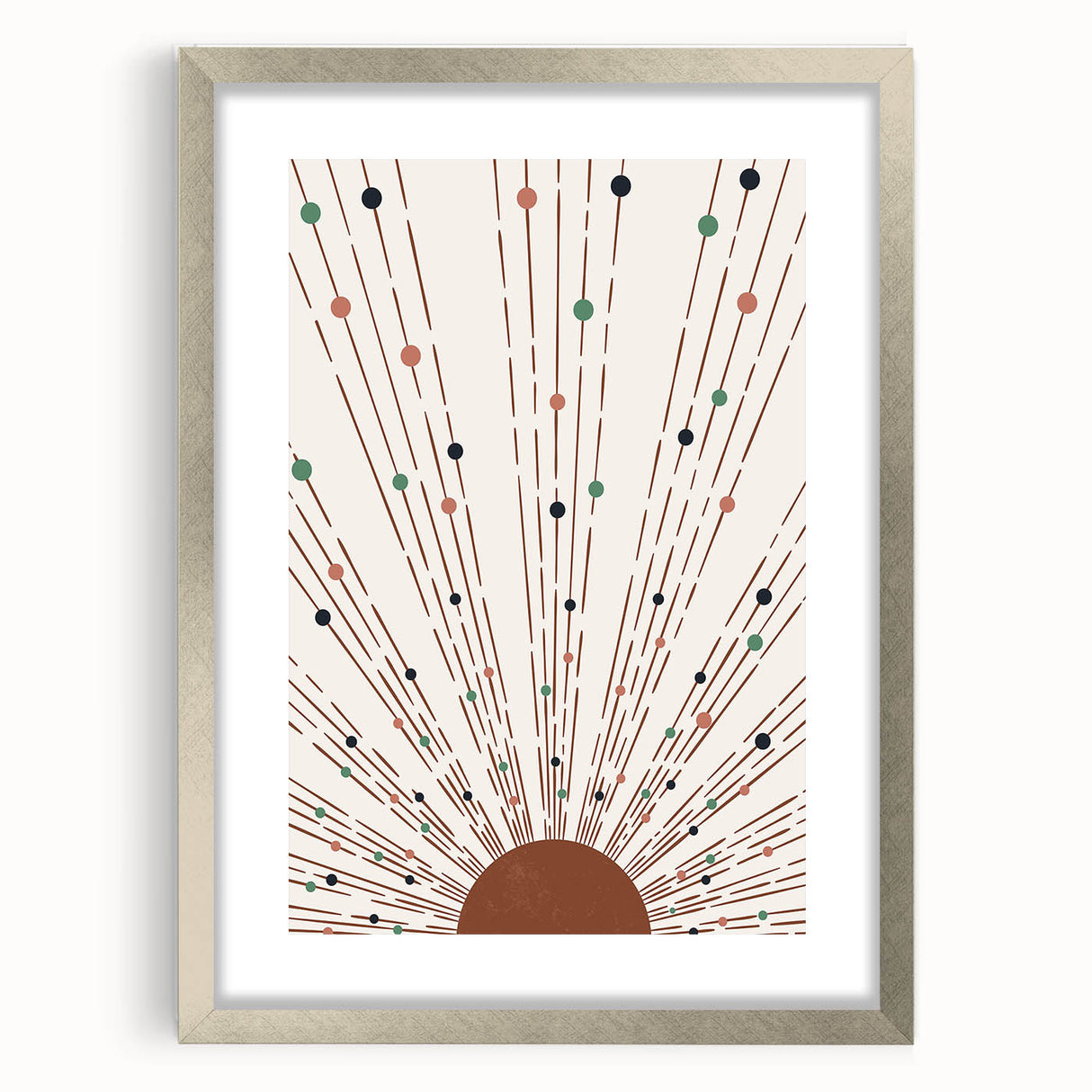 Bohemian Wall Art | Earthy Sunburst Abstract Design | Boho Decor