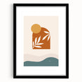 Boho Sun & Leaf Abstract Wall Art | Warm Earthy Minimalist Decor Print