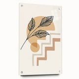 Boho Geometric Leaf Art | Modern Abstract Botanical Wall Print