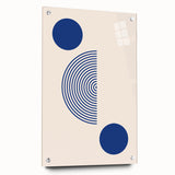 Boho Wall Art | Geometric Royal Blue Circles Print | Minimalist Canvas