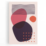 Boho Wall Art - Abstract Red and Pink Geometric Canvas Print for Interiors