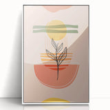 Abstract Boho Wall Art - Earthy Tones with Nature-Inspired Sun Design