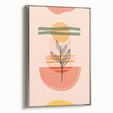 Abstract Boho Wall Art - Earthy Tones with Nature-Inspired Sun Design