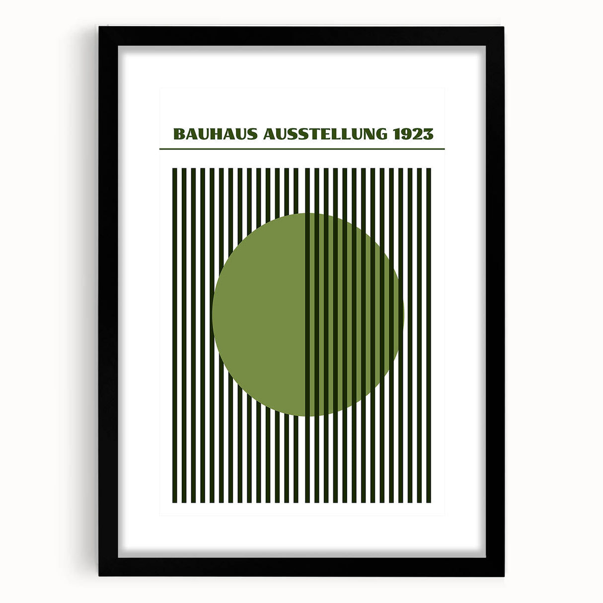 Bohemian Green Striped Circle Art | Eclectic Bauhaus Boho Decor Print