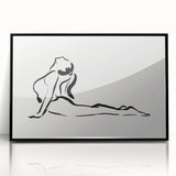 Bohemian Wall Art - Minimalist Line Art Nude in Relaxed Pose Canvas