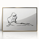 Bohemian Wall Art - Minimalist Line Art Nude in Relaxed Pose Canvas