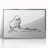 Bohemian Wall Art - Minimalist Line Art Nude in Relaxed Pose Canvas