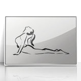 Bohemian Wall Art - Minimalist Line Art Nude in Relaxed Pose Canvas