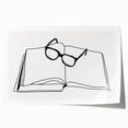 Bohemian Wall Art - Minimalist Line Art of Open Book and Glasses Canvas