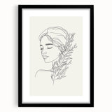 Bohemian Wall Art | Feminine Line Drawing with Botanical Elements | Modern Art