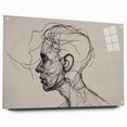 Boho Wall Decor - Abstract Line Art Portrait in Black Bohemian Canvas