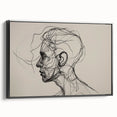 Boho Wall Decor - Abstract Line Art Portrait in Black Bohemian Canvas
