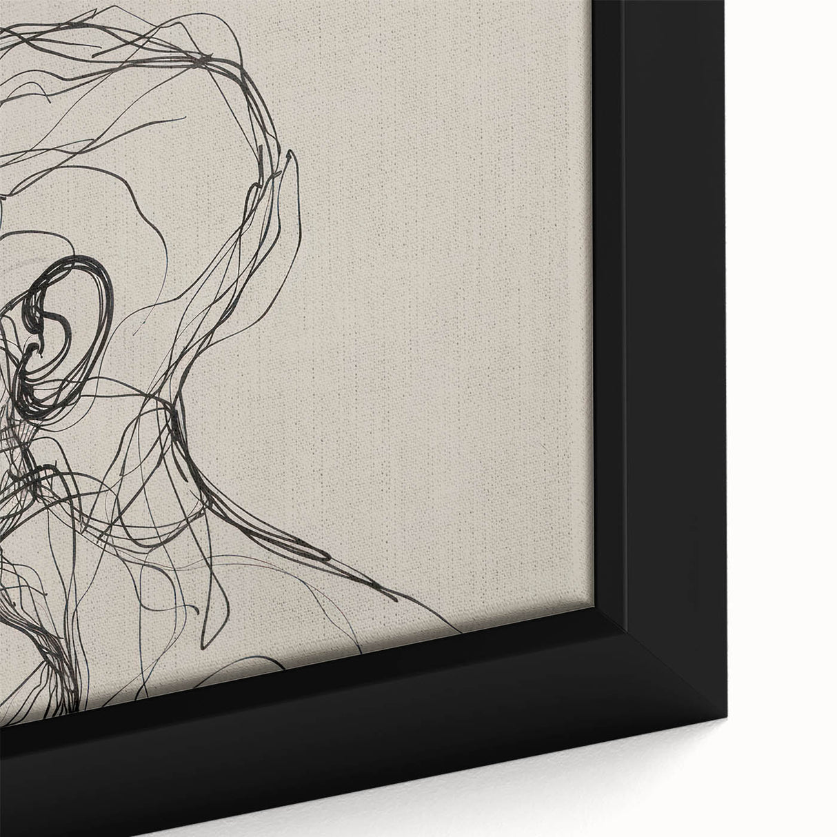 Boho Wall Decor - Abstract Line Art Portrait in Black Bohemian Canvas