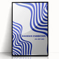 Bohemian Wall Art | Bauhaus Exhibition 1923 Boho Canvas | Blue Wavy Lines
