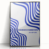 Bohemian Wall Art | Bauhaus Exhibition 1923 Boho Canvas | Blue Wavy Lines