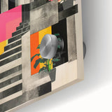 Brutalist Wall Art with Geometric Design | Modern Industrial Canvas Print