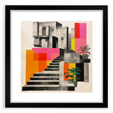 Brutalist Wall Art with Geometric Design | Modern Industrial Canvas Print