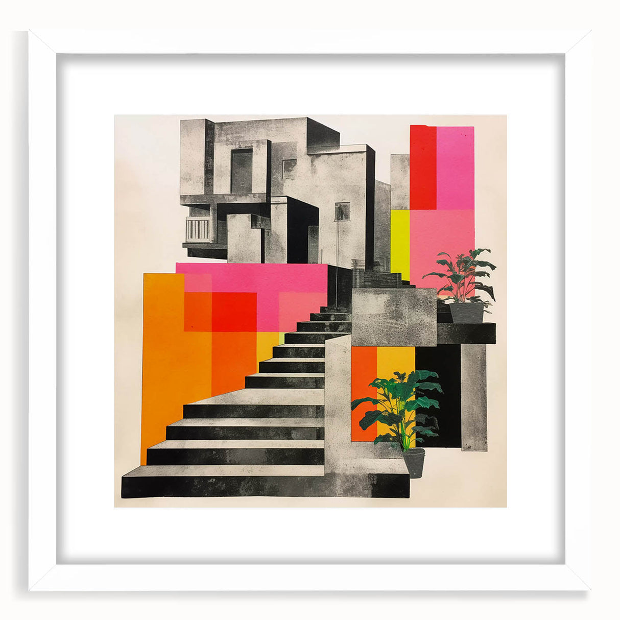 Brutalist Wall Art with Geometric Design | Modern Industrial Canvas Print