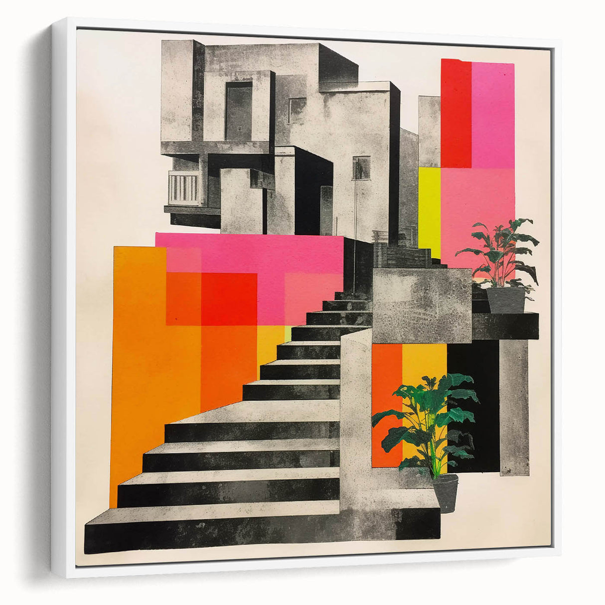 Brutalist Wall Art with Geometric Design | Modern Industrial Canvas Print
