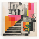 Brutalist Wall Art with Geometric Design | Modern Industrial Canvas Print