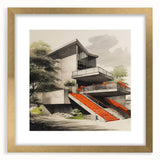 Brutalist Wall Art | Modern Concrete Structure | Industrial Design Canvas