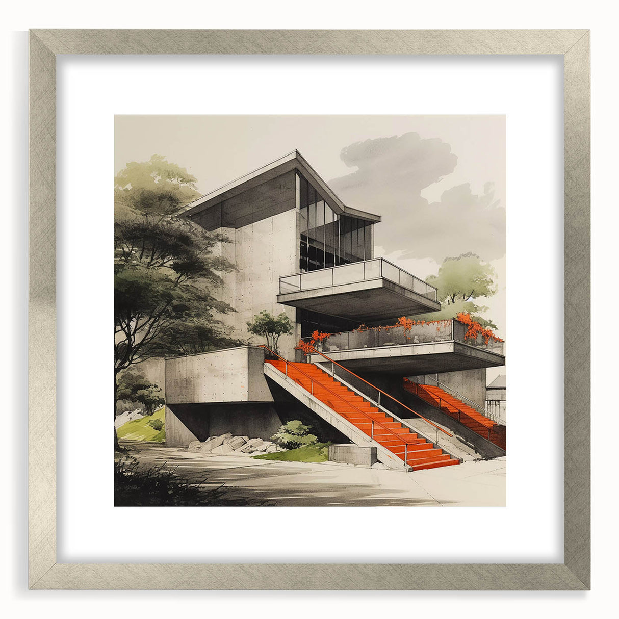 Brutalist Wall Art | Modern Concrete Structure | Industrial Design Canvas