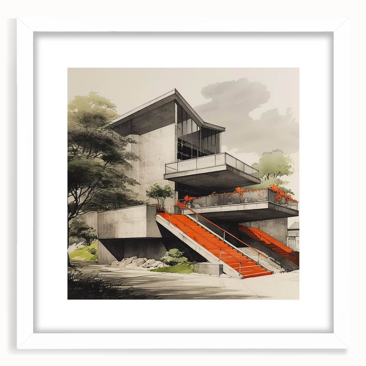 Brutalist Wall Art | Modern Concrete Structure | Industrial Design Canvas