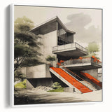 Brutalist Wall Art | Modern Concrete Structure | Industrial Design Canvas