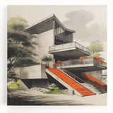Brutalist Wall Art | Modern Concrete Structure | Industrial Design Canvas