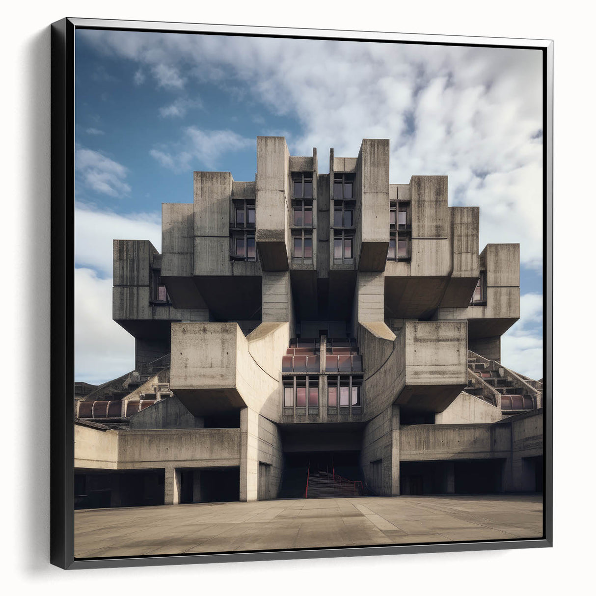 Brutalist Wall Art | Architectural Geometric Design | Industrial Canvas Print