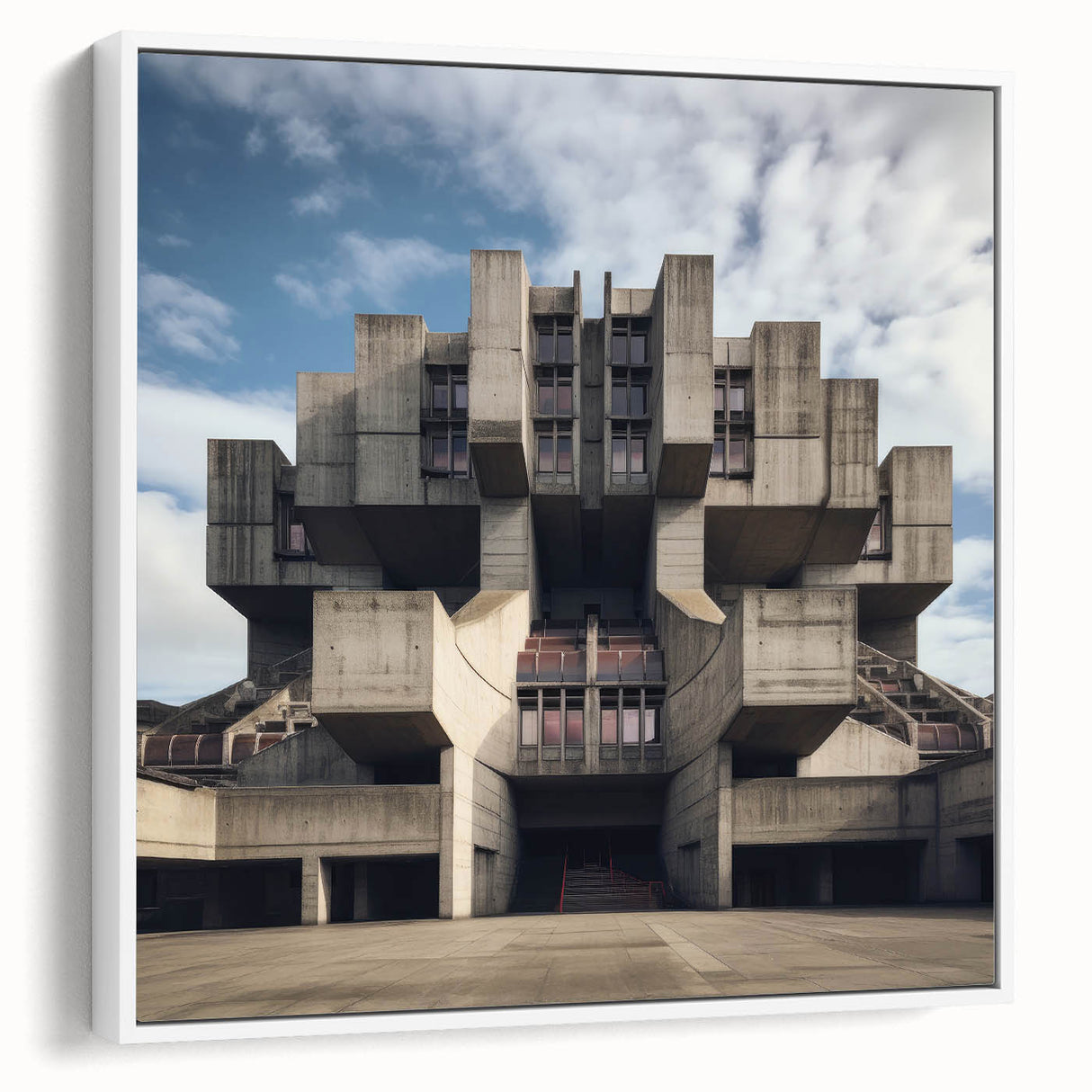 Brutalist Wall Art | Architectural Geometric Design | Industrial Canvas Print