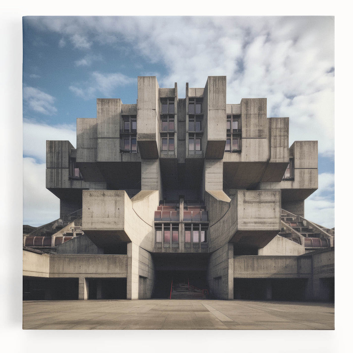 Brutalist Wall Art | Architectural Geometric Design | Industrial Canvas Print