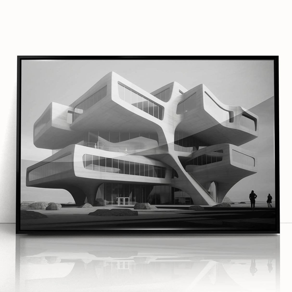 Brutalist Wall Art | Futuristic Concrete Architecture Geometric Print