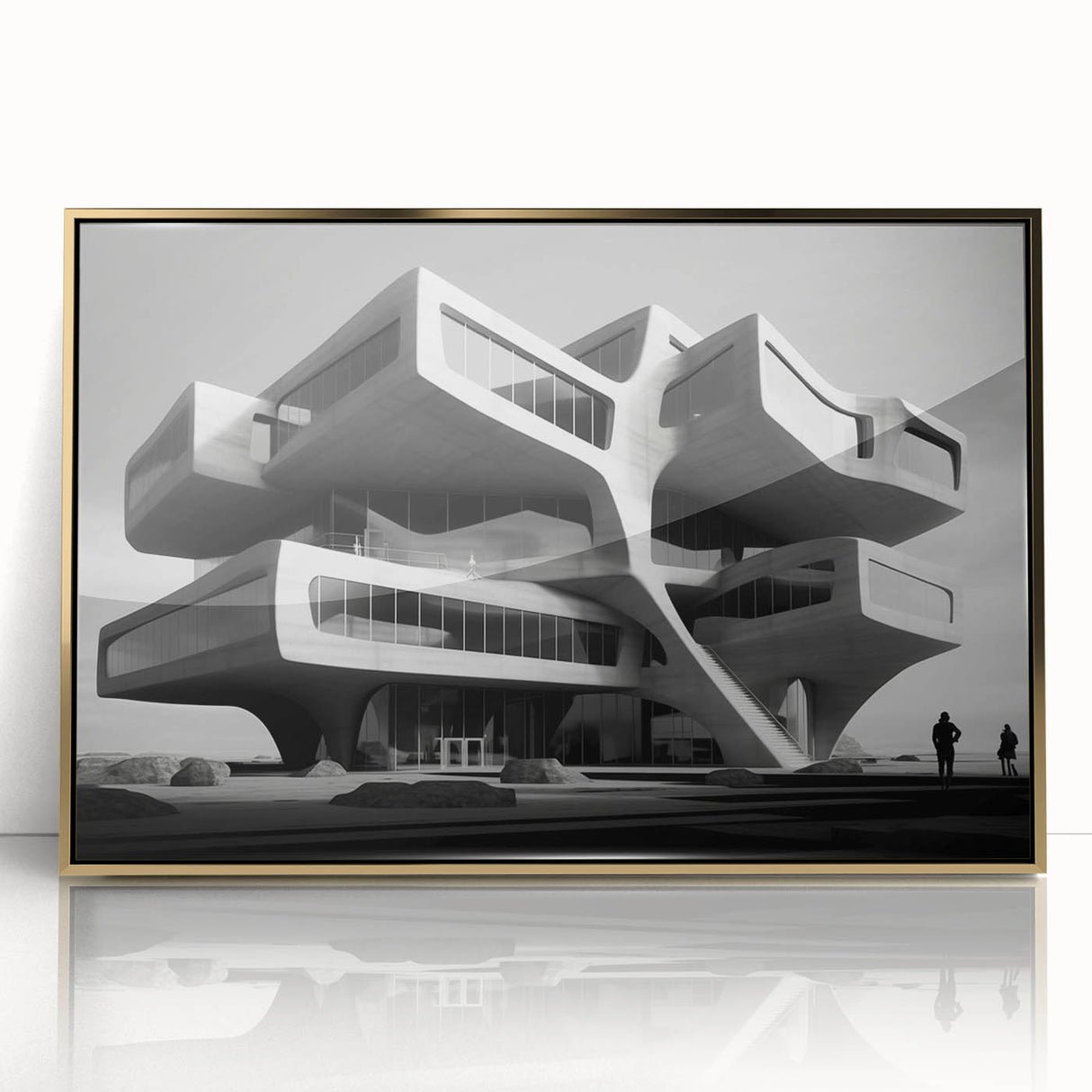 Brutalist Wall Art | Futuristic Concrete Architecture Geometric Print