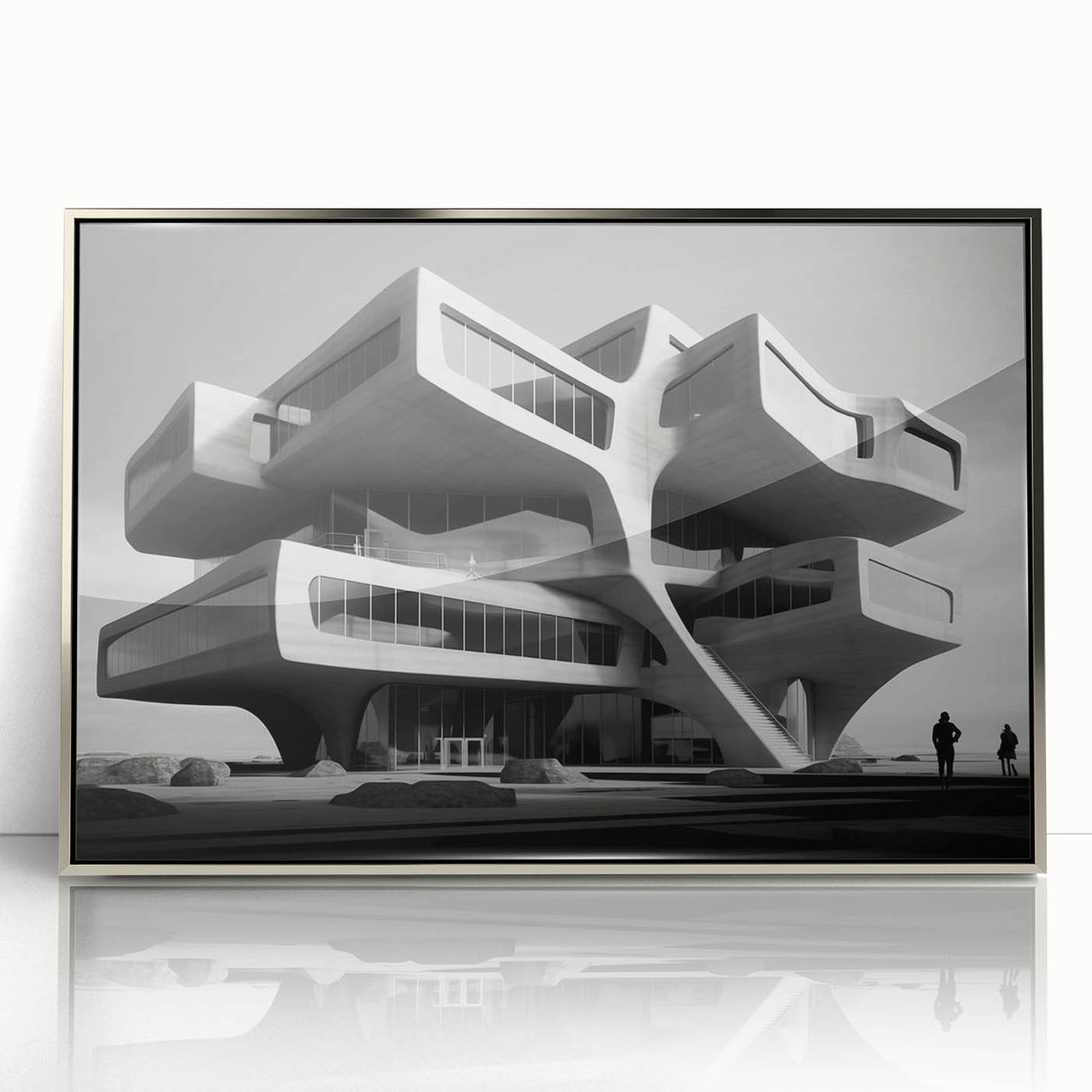 Brutalist Wall Art | Futuristic Concrete Architecture Geometric Print